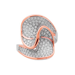 ANELLO FASCIA CON ZIRCONI BIANCHI E CON BORDI ROSATI IN ARGENTO 925 RODIATO