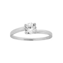 ANELLO SOLITARIO MM 5 CON ZIRCONE BIANCO IN ARGENTO 925 RODIATO