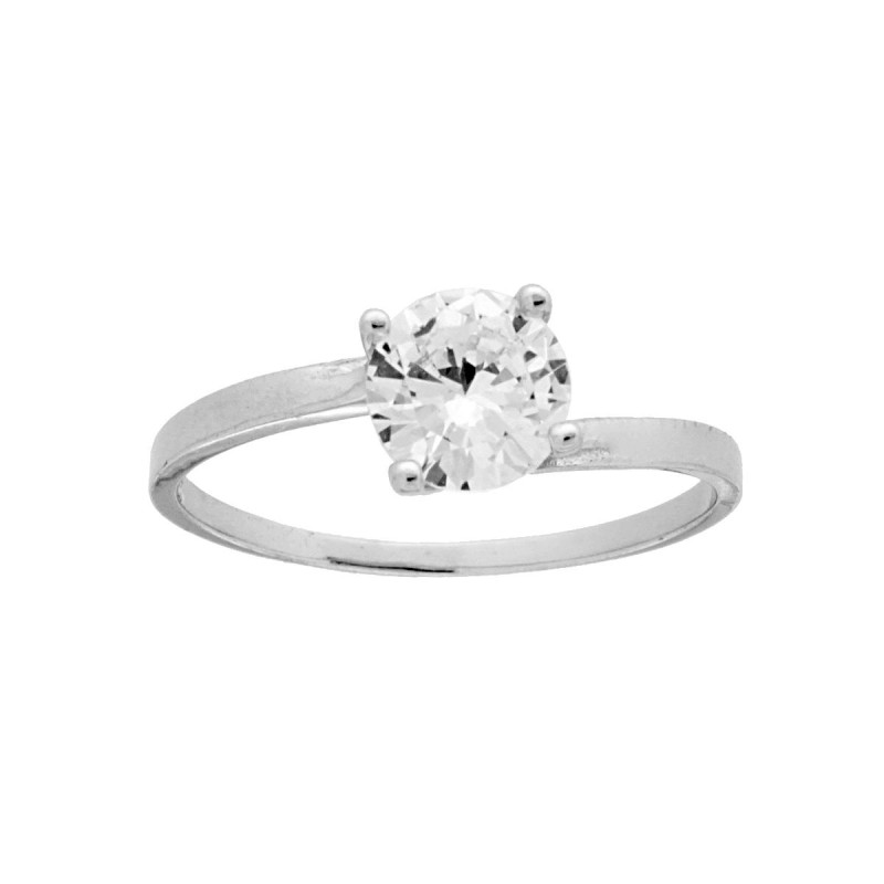 ANELLO SOLITARIO MM 6 CON ZIRCONE BIANCO IN ARGENTO 925 RODIATO