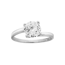 ANELLO SOLITARIO MM 7 CON ZIRCONE BIANCO IN ARGENTO 925 RODIATO