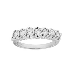 ANELLO VERETTA MM 3 CON ZIRCONI BIANCHI IN ARGENTO 925 RODIATO