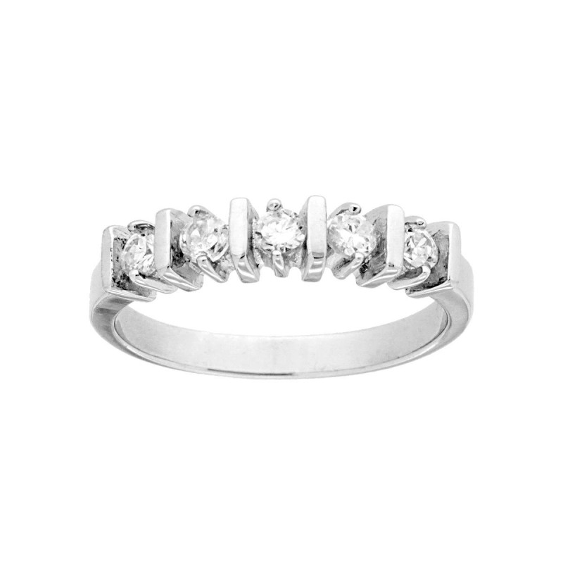 ANELLO VERETTA MM 3 CON ZIRCONI BIANCHI IN ARGENTO 925 GALVANICA RODIO