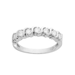 ANELLO VERETTA MM 2,5 CON ZIRCONI BIANCHI IN ARGENTO 925 RODIATO