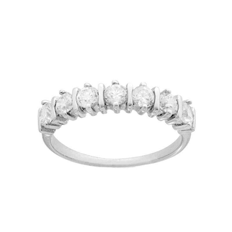 ANELLO VERETTA MM 3 CON ZIRCONI BIANCHI IN ARGENTO 925 GALVANICA RODIO