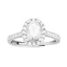 ANELLO HALO SOLITARIO CON ZIRCONE OVALE BIANCO CONTORNATO DA ZIRCONI BIANCHI IN ARGENTO 925 GALVANICA RODIO