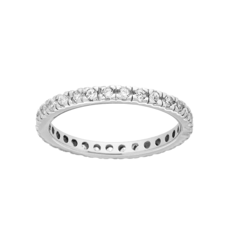 ANELLO ETERNITY VERETTA A GIRO CON ZIRCONI BIANCHI MM 1.5 IN ARGENTO 925 RODIATO