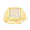 ANELLO CHEVALIER QUADRATO CON CUBIC ZIRCONIA BIANCHI IN ARGENTO 925 GALVANICA ORO