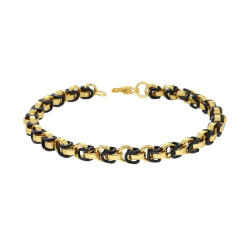 BRACCIALE UOMO CATENA ROLO COLORE ORO E NERO IN ACCIAIO