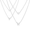 COLLANA DOPPIA CATENA FORZATINA DIAMANTATA CON LETTERA INIZIALE PENDENTE E CUORE PASSANTE IN ACCIAIO