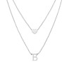 COLLANA DOPPIA CATENA FORZATINA DIAMANTATA CON LETTERA INIZIALE PENDENTE E CUORE PASSANTE IN ACCIAIO