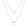 COLLANA DOPPIA CATENA FORZATINA DIAMANTATA CON LETTERA INIZIALE PENDENTE E CUORE PASSANTE IN ACCIAIO