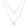 COLLANA DOPPIA CATENA FORZATINA DIAMANTATA CON LETTERA INIZIALE PENDENTE E CUORE PASSANTE IN ACCIAIO