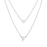 COLLANA DOPPIA CATENA FORZATINA DIAMANTATA CON LETTERA INIZIALE PENDENTE E CUORE PASSANTE IN ACCIAIO