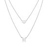 COLLANA DOPPIA CATENA FORZATINA DIAMANTATA CON LETTERA INIZIALE PENDENTE E CUORE PASSANTE IN ACCIAIO