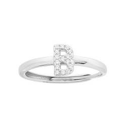 ANELLO LETTERA CON CUBIC ZIRCONIA BIANCHI IN ARGENTO 925 GALVANICA RODIO