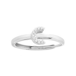 ANELLO LETTERA CON CUBIC ZIRCONIA BIANCHI IN ARGENTO 925 GALVANICA RODIO
