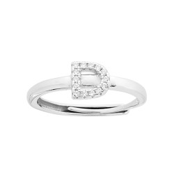 ANELLO LETTERA CON CUBIC ZIRCONIA BIANCHI IN ARGENTO 925 GALVANICA RODIO