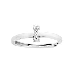 ANELLO LETTERA CON CUBIC ZIRCONIA BIANCHI IN ARGENTO 925 GALVANICA RODIO