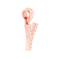 CIONDOLO LETTERA NOME INIZIALE CON CUBIC ZIRCONIA BIANCHI IN ARGENTO 925 GALVANICA ROSA