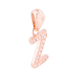 CIONDOLO LETTERA NOME INIZIALE CON CUBIC ZIRCONIA BIANCHI IN ARGENTO 925 GALVANICA ROSA
