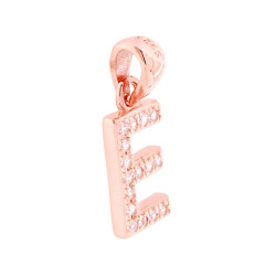 CIONDOLO LETTERA NOME INIZIALE CON CUBIC ZIRCONIA BIANCHI IN ARGENTO 925 GALVANICA ROSA