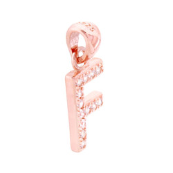 CIONDOLO LETTERA NOME INIZIALE CON CUBIC ZIRCONIA BIANCHI IN ARGENTO 925 GALVANICA ROSA