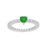 ANELLO ETERNITY VERETTA A GIRO CON ZIRCONI BIANCHI MM 2 E CUORE VERDE SMERALDO CENTRALE IN ARGENTO 925 GALVANICA RODIO