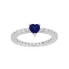 ANELLO ETERNITY VERETTA A GIRO CON ZIRCONI BIANCHI MM 2 E CUORE BLU ZAFFIRO CENTRALE IN ARGENTO 925 RODIATO