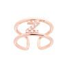 ANELLO FASCIONE A DOPPIO GAMBO CON LETTERA INIZIALE NOME CON ZIRCONI BIANCHI IN ARGENTO 925 GALVANICA ROSA