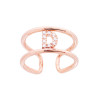 ANELLO FASCIONE A DOPPIO GAMBO CON LETTERA INIZIALE NOME CON ZIRCONI BIANCHI IN ARGENTO 925 GALVANICA ROSA
