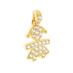 CIONDOLO BIMBA CON ZIRCONI BIANCHI IN ARGENTO 925 GALVANICA ORO