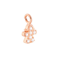 CIONDOLO MINI BIMBA CON ZIRCONI BIANCHI IN ARGENTO 925 GALVANICA ROSA