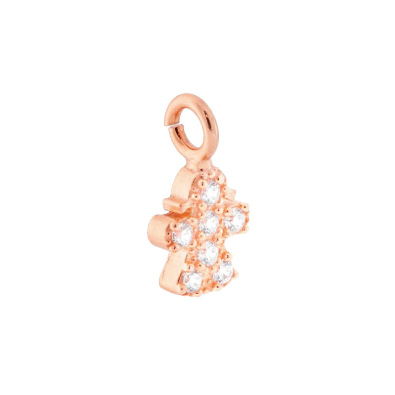 CIONDOLO MINI BIMBA CON ZIRCONI BIANCHI IN ARGENTO 925 GALVANICA ROSA