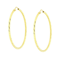 ORECCHINI A CERCHIO DIAMANTATO MM 48 CON CANNA MM 2 IN ARGENTO 925 GALVANICA ORO