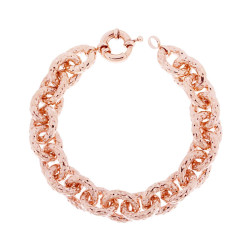 BRACCIALE CATENA FORZATINA EFFETTO MARTELLATO DIAMANTATO COLORE ROSA IN ALLUMINIO