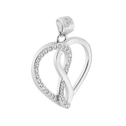 CIONDOLO CUORE E INFINITO CON ZIRCONI BIANCHI IN ARGENTO 925 GALVANICA RODIO