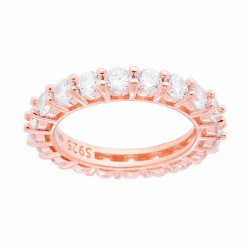 ANELLO ETERNITY VERETTA A GIRO CON ZIRCONI BIANCHI MM 3 IN ARGENTO 925 GALVANICA ROSA