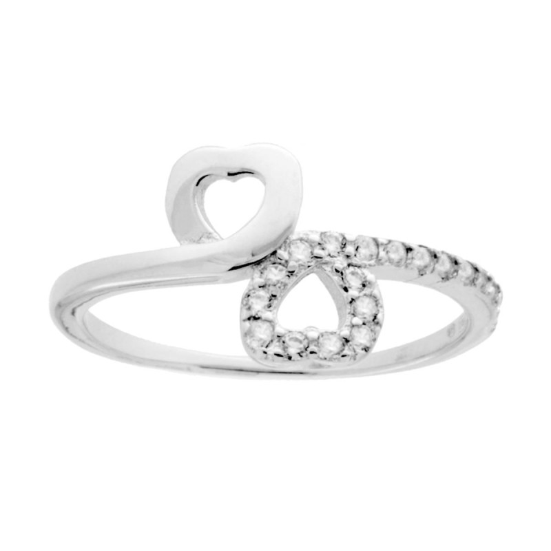 ANELLO CUORI CON ZIRCONI BIANCHI IN ARGENTO 925 GALVANICA RODIO