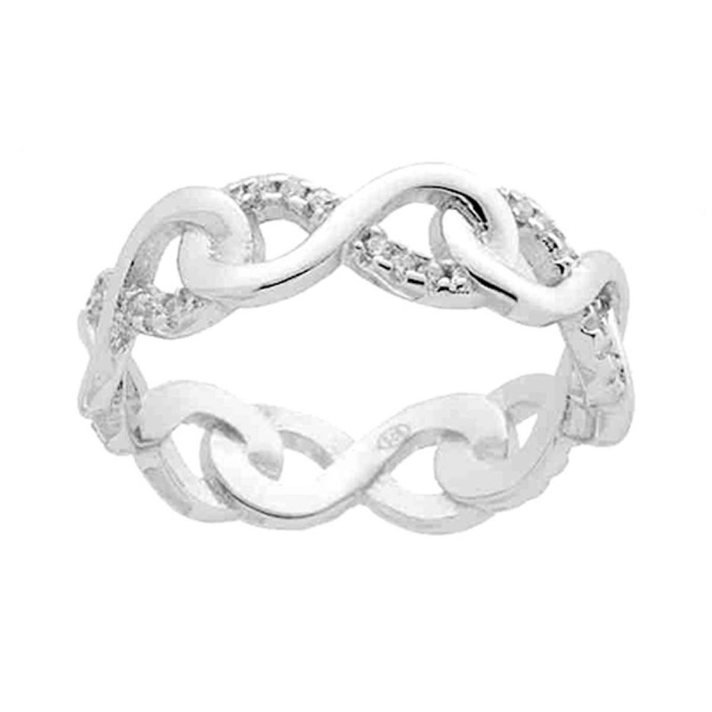 ANELLO FASCIA INFINITO CON CUBIC ZIRCONIA BIANCHI IN ARGENTO 925 GALVANICA RODIO