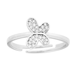 ANELLO FARFALLA CON CUBIC ZIRCONIA BIANCHI IN ARGENTO 925 GALVANICA RODIO