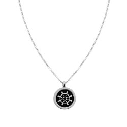 COLLANA CATENA FORZATINA CON TIMONE IN ACCIAIO