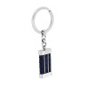 PORTACHIAVI UOMO DONNA AD ANELLO CON ACCESSORIO IN ECOPELLE BLU IN ACCIAIO
