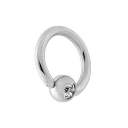 BODY PIERCING CERCHIO MM 8.5 CON PALLINA MM 3 E CRYSTAL BIANCO IN ACCIAIO CHIRURGICO