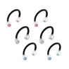 BODY PIERCING CIRCULAR BARBELL NERO MM 11 CON PALLINE IN TEFLON MM 3 CON CRYSTAL ROSA AZZURRO E BIANCO IN ACCIAIO CHIRURGICO