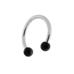 BODY PIERCING CIRCULAR BARBELL MM 12 CON PALLINE COLORE NERO MM 3 IN ACCIAIO CHIRURGICO
