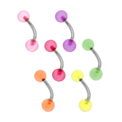 BODY PEARCING BANANA MM 23 CON PALLINE MULTICOLOR MM 6 IN ACCIAIO CHIRURGICO