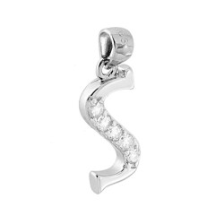 CIONDOLO LETTERA NOME INIZIALE CON CUBIC ZIRCONIA BIANCHI IN ARGENTO 925 GALVANICA RODIO