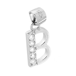 CIONDOLO LETTERA NOME INIZIALE CON CUBIC ZIRCONIA BIANCHI IN ARGENTO 925 GALVANICA RODIO
