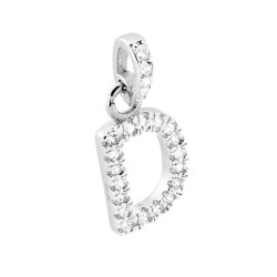 CIONDOLO LETTERA NOME INIZIALE CON ZIRCONI BIANCHI IN ARGENTO 925 GALVANICA RODIO