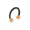 BODY PIERCING CIRCULAR BARBELL NERO MM 10 CON PALLINE COLORE ORO MM 3 CON CRYSTAL BIANCHI IN ACCIAIO CHIRURGICO